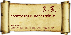 Kosztelnik Bozsidár névjegykártya